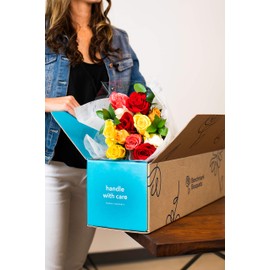 Benchmark Bouquets Dozen Rainbow Roses, With Vase (Fresh Cut Flowers)