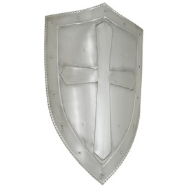 Medieval Warrior Functional Knight Crusader Cross Shield Silver