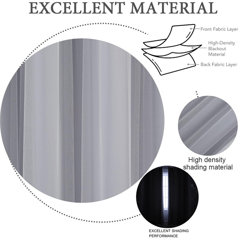 Anytime Home Curtains Blackout and Sheer Layered Solid Window Curtain