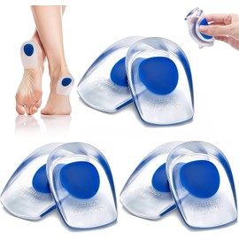 MXBEAUTY Taloneras De Gel para Hombre Mujer,3 Pares De Plantillas De Gel,Copas De Silicona para El Talón en Forma de U,Almohadillas Invisibles De Talón(Azul)…