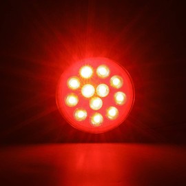 Jamarco 4" Round Led Tail Lights, 16Pcs 4 Inch Round Led Trailer Tail Lights Red 12 LED Waterproof 4" Brake Stop Turn Tail Lights Sealed Flush Grommet Mount w/ 3 Prong Trailer Wire Pigtails