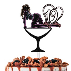 Decoración para tartas con purpurina para niña loca de 19 años, suministros de decoración para fiestas y niñas, feliz cumpleaños, 19 aniversario, suministros de decoración para fiestas