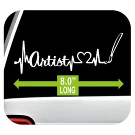 Artist Brush Heartbeat Lifeline Decal Sticker for Car Window 8 Inch BG 525