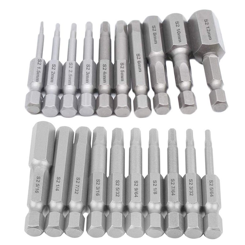Gasea 20pcs Hex Head Allen Wrench Drill Bit Set 2.3"