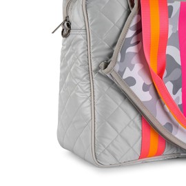 Haute Shore - Billie Rise Tennis Bag, White Camo w/Pink Orange Stripe
