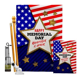Ornament Collection Honor Memorial Garden House Flag Kit Patriotic Day Armed Forces Military Veteran United State American Decoration Banner Small Yard Gift Double-Sided, Made in USA