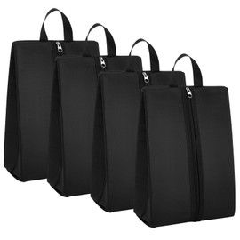 Leinuosen 4 Pack Smell Proof Shoe Cleat Bag for Travel Water Resistant Odor Absorbing Lightweight Golf Soccer Shoe Storage Organizer Pouch with Zipper for Gym Sports Travel Work Men and Women