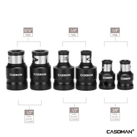CASOMAN Bit Socket Adapter Set -1/4" *3/8" Dr. 1/4"*1/2" Dr., 5/16" *1/2" Dr.,1/4-Inch Dr. Hex Power Bit Holder & 5/16" 1/4-Inch Dr.Hex Power Bit Holder Set 6 Piece Impact Coupler Set
