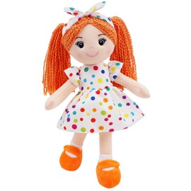 June Garden Snuggle Cuties Bella de 14 pulgadas – Muñeca de peluche suave para niñas – Muñeca de trapo abrazable – Naranja M