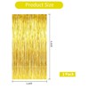 TONIFUL 2 Pack Gold Foil Fringe Curtains Tinsel Metallic Streamer