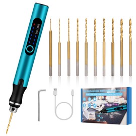 Uolor 3-Speed Cordless Mini Drill Pen, Rechargeable DIY Electric Hand Drill with 10 Small Drill Bits, Micro Drill Set for Jewelry Making Stone Plastic Resin Keychains