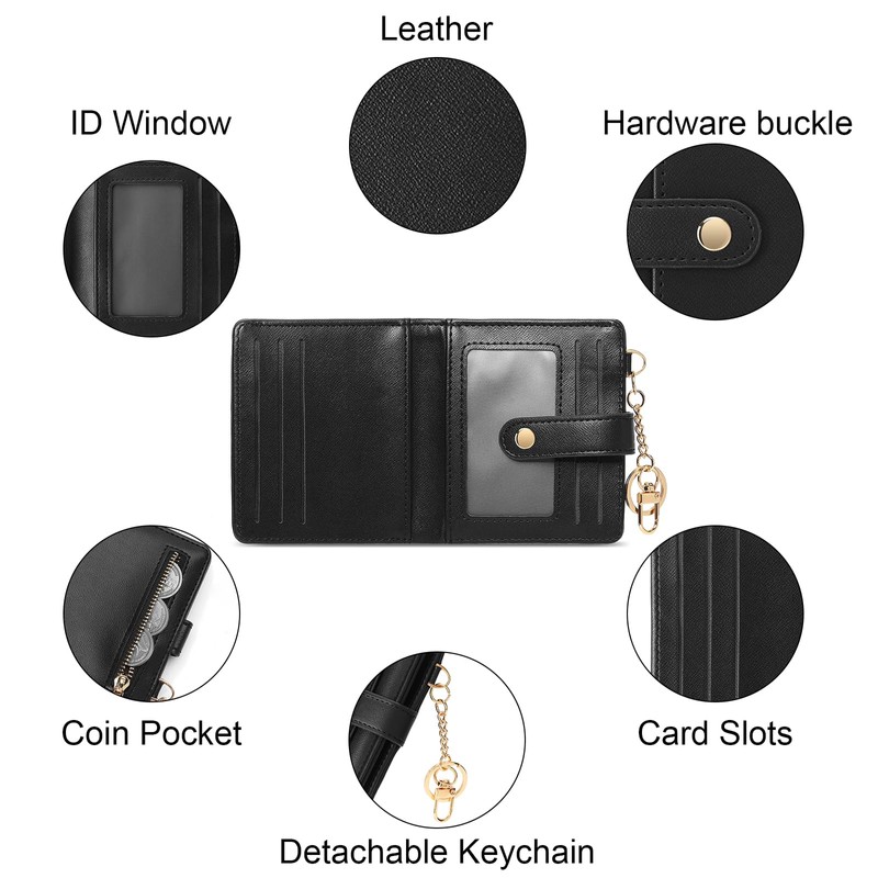 SENDEFN Small Woman Leather Wallet Credit Card Holder with ID