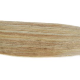 Clip In Hair Extensions Real Human Hair Brown Blonde Highlighted Straight 20" 100gm (20, 12/613-Light brown highlighted with light blonde)