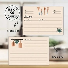 Kquepo Recipe Cards Set 4x6 100 Thick Cardstock Double Sided Blank for Mom Sister Daughter Gift