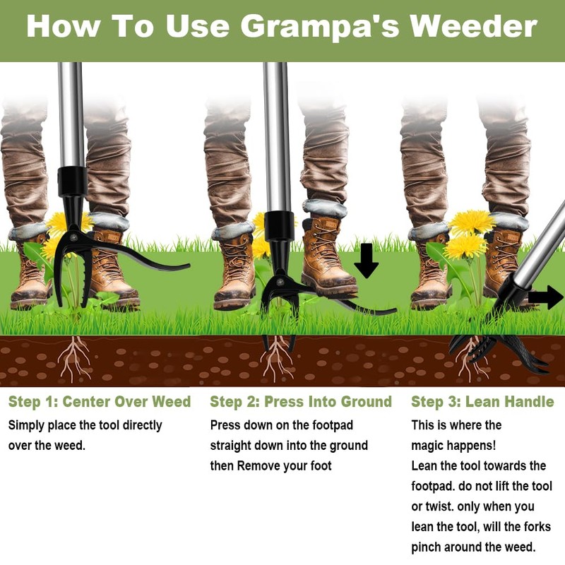 OFFCUP Stand Up Weeding Tool, Detachable Handle Weed Remover Tool,