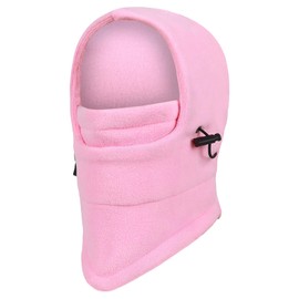 Vanolu Kids Balaclava Fleece Ski Mask, Windproof Winter Face Mask, Cold Weather Gear for Boys Girls, Outdoor Sports Pink