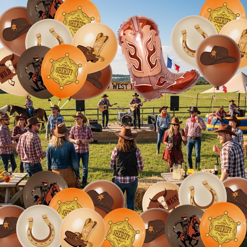 Cowboy Balloons Western Balloons: 49Pcs Globos Vaqueros Cowboy Party Decorations