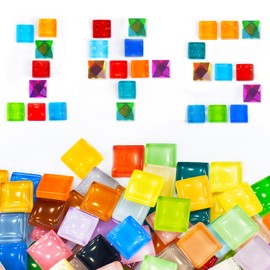 Yelsky 0.26lb Mixed Colour Glass Mosaic Tiles for Crafts 0.39in,120pcs Tiny Mosaic Tile Hobbies Craft,Stained Glass Pieces for Mosaic Projects with Home Decoration DIY Art(Including 25pcs Cut Mosaic)