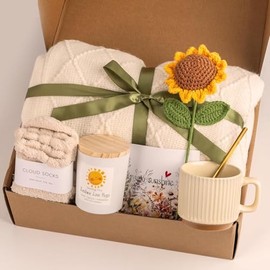 Regalos para Mujer, Girasol Regalos Originales, Regalo “Pensando en Ti” Canastas de Regalo únicas para Mujeres, Cumpleaños de la Mejor Amiga y Deseos de Pronta Recuperación