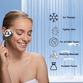 JWCASA Ice Face Rollers for Eyes, Wrinkles & Skin Care Cold Massage Roller Ball Facial Ice Globes Cryo Balls Massager for Neck, Leg, Feet, Back Black