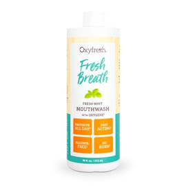 Oxyfresh Fresh Breath Fresh Mint Mouthwash – Dentist Recommended for Long-Lasting Fresh Breath & Healthy Gums | Alcohol & Fluoride Free (1-16 oz Bottle)