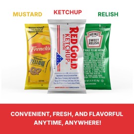 Condiment Variety Pack - Single Serve Pouches: KETCHUP, MUSTARD, and RELISH - Perfect for Picnics, Lunch Boxes, BBQs, Travel, and Parties (150 Pack, 150, Count)