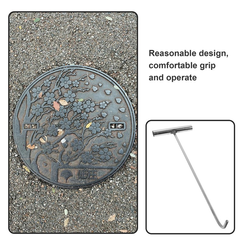 Ciieeo Heavy-Duty Stainless Steel Manhole Cover Hook Shape Lift Tool