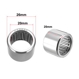 sourcing map HK2020 Drawn Cup Needle Bearing 20 mm Bore Diameter 26 mm OD 20 mm Width DE de