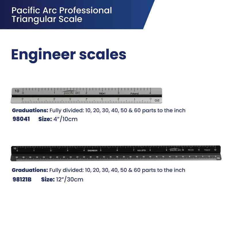 Pacific Arc Professional Aluminum Triangular Scale - Engineer - Silver