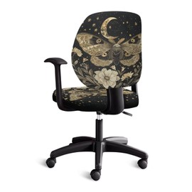 ELEDIZI Gothic Office Chair Cover Moon Star Butterfly Floral Computer Chair Seat Covers Stretchable Rotating Task Chair Seat Covers Elastic Gaming Chair Cover Anti-Slip Armchair Cover for Desk Chair