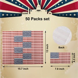 50 Pieces Patriotic Guest Napkins American Flag 3-Ply Disposable Paper Napkins 4th of July Hand Towel Decorative Dinner Napkin for Independence Day Kitchen Bathroom Party Tableware