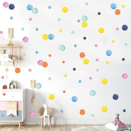 244 Pcs Calcomanías de pared de Lunares, Vinilos Decorativos pared para Niña, Vinil Decorativo Infantil Calcomanía de puntos coloridos decoración del dormitorio de la ventana de los niño