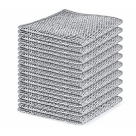 Steel Wire Dishcloths, Double-Layer Mesh, 7.87 x 7.87 inches, Silver, No Scratches, No Odor, Kitchen Cleaning (Set of 10)
