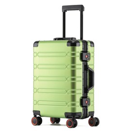 All Aluminum Carry On Luggage Hard Shell Suitcases with Spinner Wheels 22x14x9 Airline Approved Zipperless Luggage 20 inch Small Carry On Suitcase for Short Trips, Fruit Green