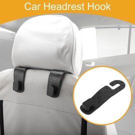 Partuto 2 Pcs Universal Car Seat Headrest Hook for Most Cars, SUVs, and Trucks Car Seat Back Organizer Hooks Sturdy Black 6.30"x1.65"