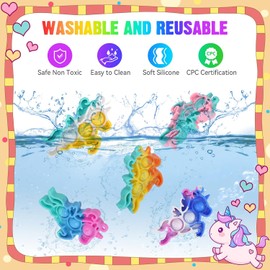 Paquete de 32 llaveros con diseño de unicornio, recuerdos de fiesta para niños, rellenos de piñata Colores surtidos brillantes, textura pop satisfactoria, ligera y portátil