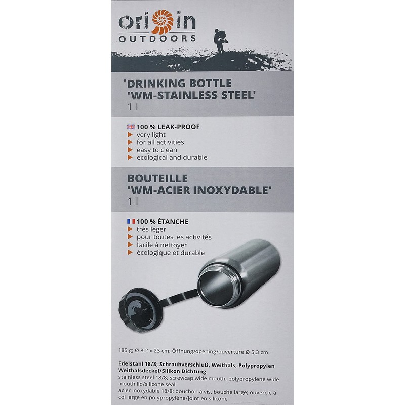 Origin Outdoors Unisex - Adult WH-Stainless Steel Water Bottle, Matt,