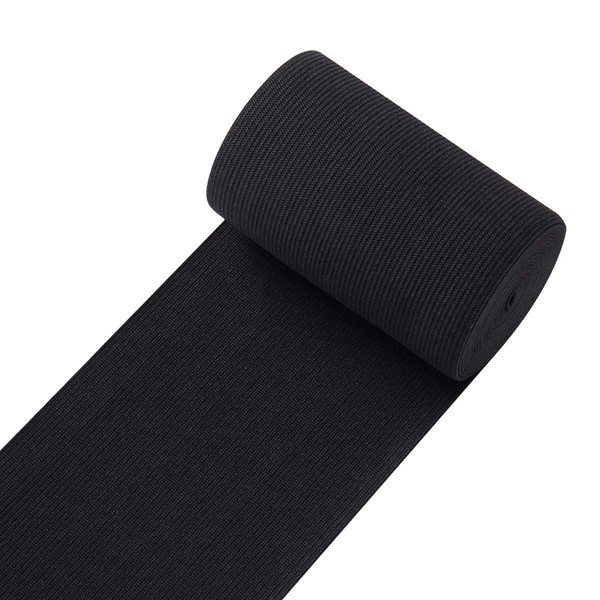 Bandas elásticas de punto para coser color negro, resistente, elástico de alta elasticidad, cordón elástico plano, 10,1 cm de ancho, carrete elástico trenzado de 3 yardas