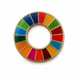 SDGs Badge (Diameter 20mm Small) Pin Badge SDGs SDGs Pin Batch United Nations Latest Specification Badge Lapel Pin Golden Golden Simulated Cloisonné Finish, Magnet