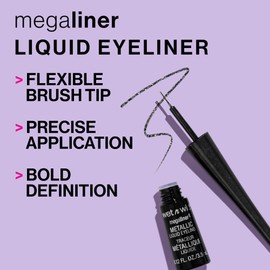 wet n wild MegaLiner Liquid Eyeliner - Metallic, Cosmic Black (Pack of 2)