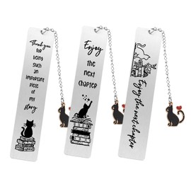 Pack of 3 Cat Bookmarks, Metal Bookmarks for Women, Metal Book Bookmark with Cat Pendant, for Reading Lovers, Gift for Students, Teachers
