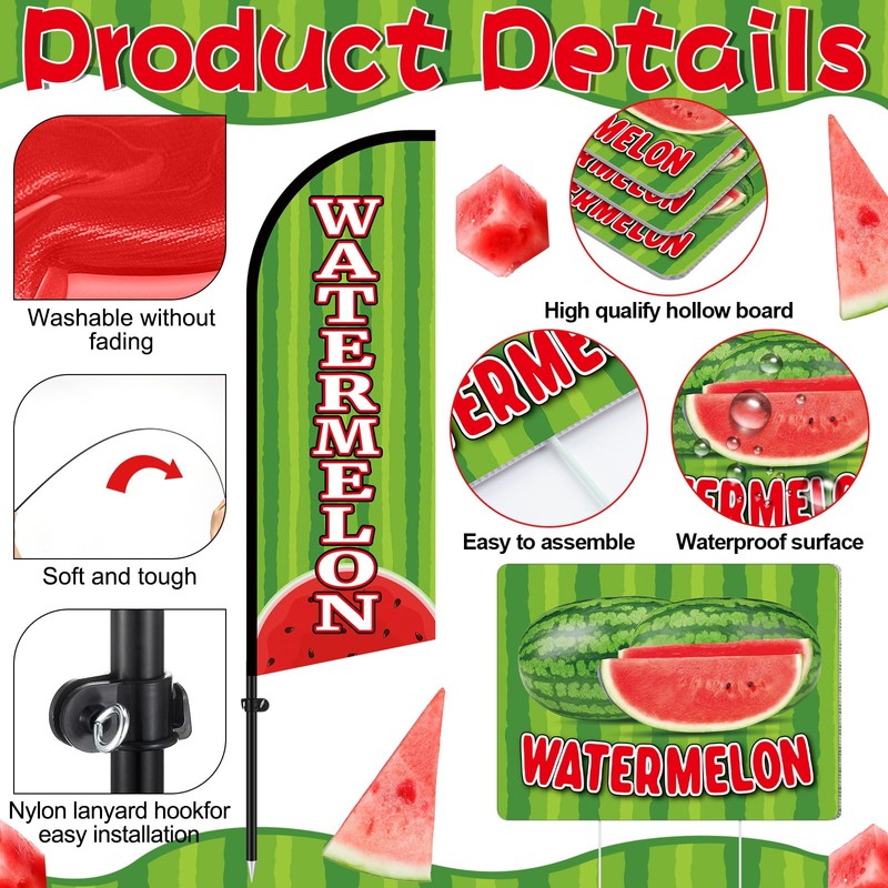 Hillsuren Watermelon Advertising Feather Flag Pole Kit Include 7 ft