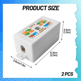 2 Pcs RJ45 Cat6 Connector,Ethernet Joiner,RJ45 Ethernet Coupler,Inline Punch down Coupler Joiner for LAN Powerline Networking Extender Applications,For Cat6/Cat5E/Cat5(White)