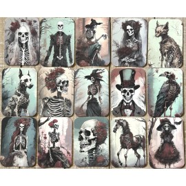 Skeletons card toppers set of 15 junk journal cards gothic skeleton journal card