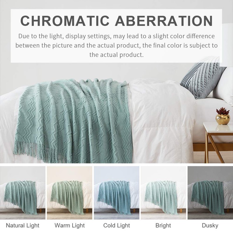BOURINA Textured Solid Soft Sofa Throw Couch Cover Knitted Decorative