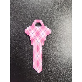 PINK PLAID PRINTED SCHLAGE SC1 KEYBLANK