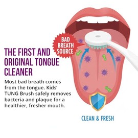 Tongue Cleaner for Kids, Childs Tongue Scraper, Kids Tongue Brush, Children’s Tongue Cleaner Brush, Tongue Scrubber, Made in America, Set of 2