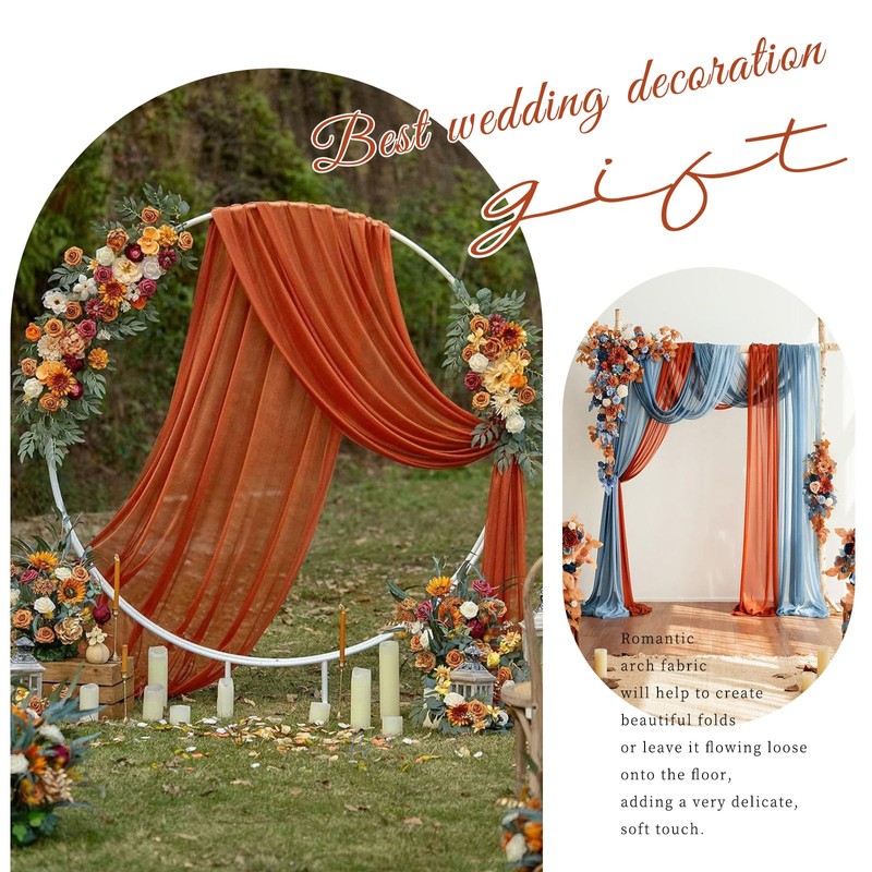 Showgeous Wedding Arch Draping Fabric 2 Panels 28" x20Ft Terracotta