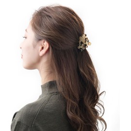 VINGTAINE Mini Triple Flower Hair Claw Hair Clip for Women Office Enameled Hair Accessories Triple Half Up Flower S Beige (TTortoise Shell Style) H7280-BE-