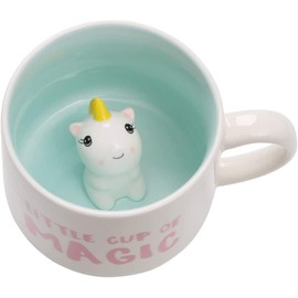 Szoyeay Unicorn Ceramic Cup Hidden 3D Animal Inside Mug,12 oz Cute Cartoon Handmade Figurine Mugs,Christmas Birthday Surprise for Friends Family or Kids (Unicorn)